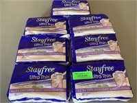7 pkgs of 18-count Stayfree Ultra Thin Pads