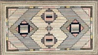 DESIRABLE ANTIQUE GEOMETRIC HAND HOOKED RUG