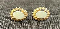 DESIRABLE 14K YELLOW GOLD & OPAL EARRINGS