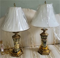 Pair of hand painted vintage lamps