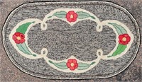 DESIRABLE ANTIQUE HAND HOOKED OVAL ACCENT RUG