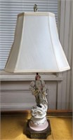 Beautiful porcelain figurine lamp