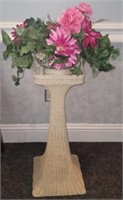 Wicker plant Stand with Faux Plants