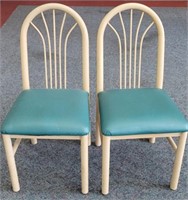 Pair of Metal Chairs w Green Seats