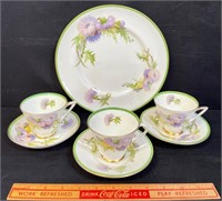ROYAL DOULTON SIGNED CUPS & SAUCERS AND PLATE