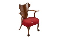 ANTIQUE ENGLISH WALNUT LIBRARY CHAIR