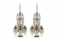 PAIR OF FRENCH CUT GLASS CANDELABRAS