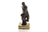 BRONZE SCULPTURE OF PAN ON ONYX STAND