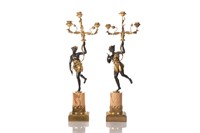 PAIR OF FRENCH EMPIRE STYLE FIGURAL CANDELABRA