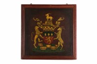 FRAMED HAND PAINTED ARMORIAL OF RUSSELL FAMILY