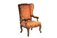ANTIQUE FRENCH PROVINCIAL WING BACK CHAIR
