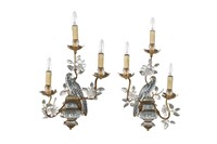 PAIR OF FRENCH PERROQUET WALL APPLIQUES SCONCES