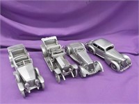 4 Pewter Danbury Mint cars EA Each x 4