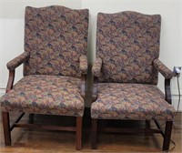 Lot of 2 Oversize Upholstered Arm Chairs