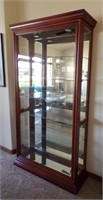 CONTEMPORARY CHINA CABINET, BEVELED GLASS....