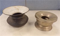 (2) SPITTOONS - ONE IS CAST IRON