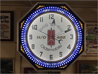 Vintage Oldsmobile Logo Lighted Wall Clock, 18 in