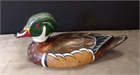 WOOD DUCK DECOY, GLASS EYES, SIGNED BY ARTIST