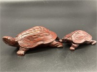 (2) Wood Turtles
 Figurines, 5.5in & 4in