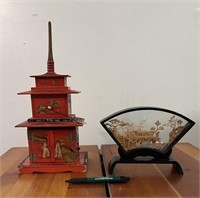 Asian Pagoda Music/Jewelry Box; Cork Diorama