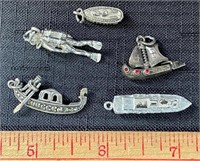 FIVE NICE VINTAGE STERLING SILVER CHARMS