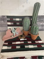 Wall hanging 44x28 , faux cactus tallest 26"