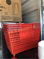 4 red baskets & 1 gray basket
