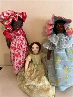 Collection of three handcrafted artesian dolls