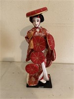 Vintage Japanese Geisha Red Silk Kimono Doll 11''
