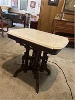Antique table with marble top 30L by 22W by 29T