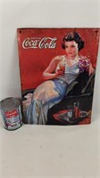 Plaque en métal Coca Cola, vintage