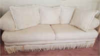 White Fabric Fringed Couch, Stained #1