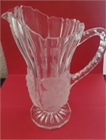 Glass Pitcher, Frosted Grape Design