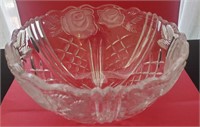 Crystal Bowl Frosted Rose Design