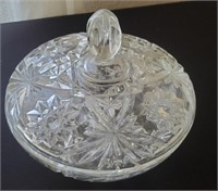 Vtg Pressed Glass Covered Candy Dish #1