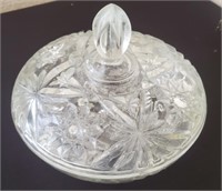 Vtg Pressed Glass Covered Candy Dish #2