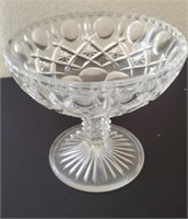 Glass Pedestal Candy Dish, Circle Design