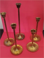 5 Pc Brass Candle Holders