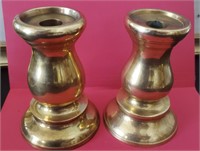 2pc Brass Short Stubby Candle Holders