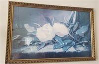 Framed White Flower Design Art