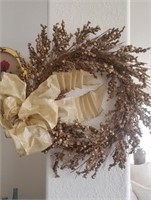 Dried Flower Wreath, Gold Colored