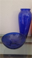 Cobalt Blue Tall Vase, Bowl