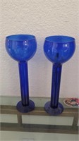 2 Pc Cobalt Blue Candle Holders