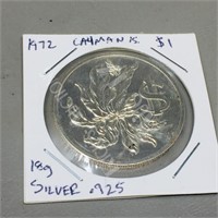 1972- Cayman Islands silver coin $1