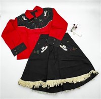 Vintage Girl's Cowgirl Outfit - Embroidered Black/
