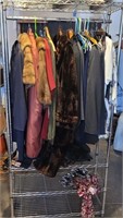 Shelf Lot - Clothing Rack w Furs & Jackets