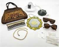 Pearl Necklaces, Vintage Handbag, Sunglasses, Marb