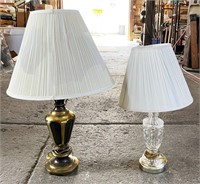 Lot of Two Vintage Vase-Style Glass Table Lamps w/