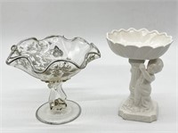 Lot of Two Vintage Candy Dishes - Cherub Holding B
