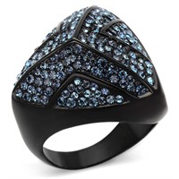 Bold Blue Sapphire Black Plated Ring